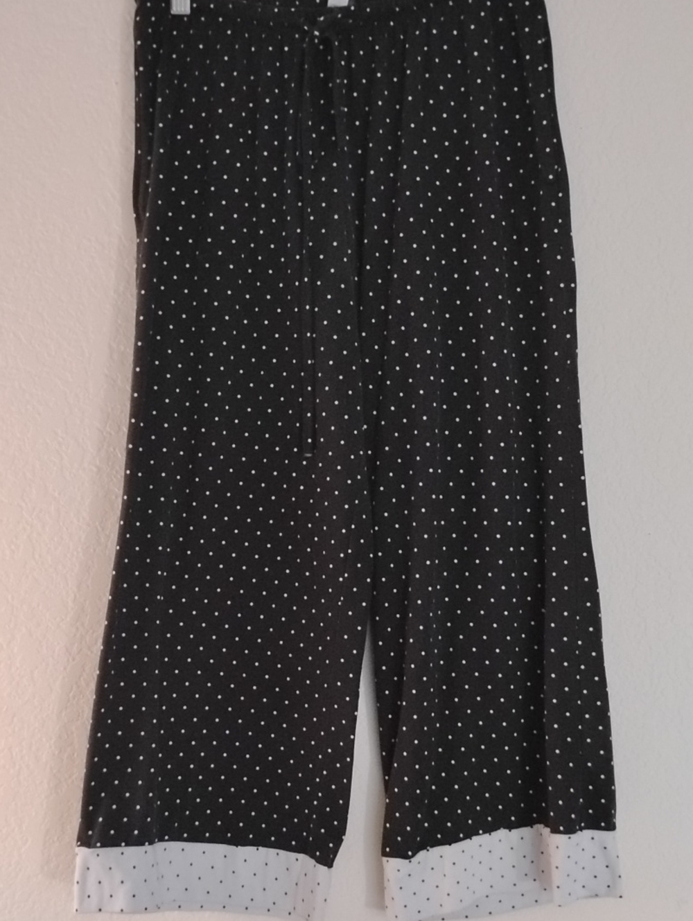 Flora Nikrooz Black Polka Dot Wide Cuff Cropped Pants